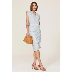 Veronica Beard Blue Ruched Stripe Shirtdress Size 8